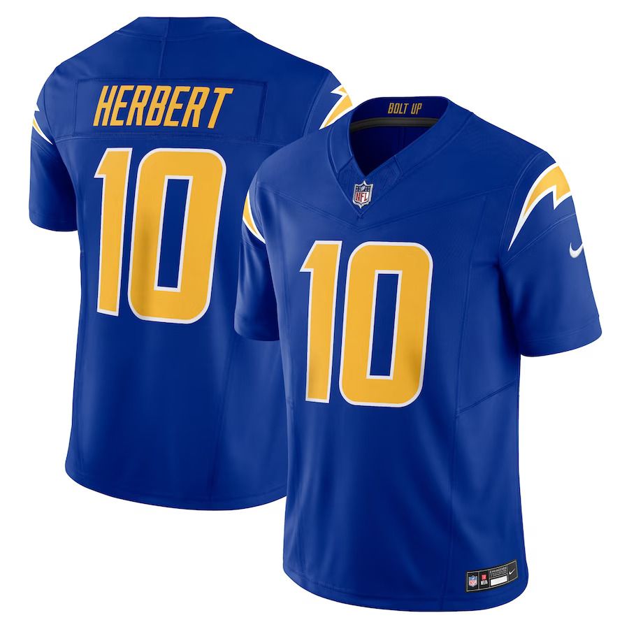 Men Los Angeles Chargers 10 Justin Herbert Nike Royal Vapor F.U.S.E. Limited NFL Jersey